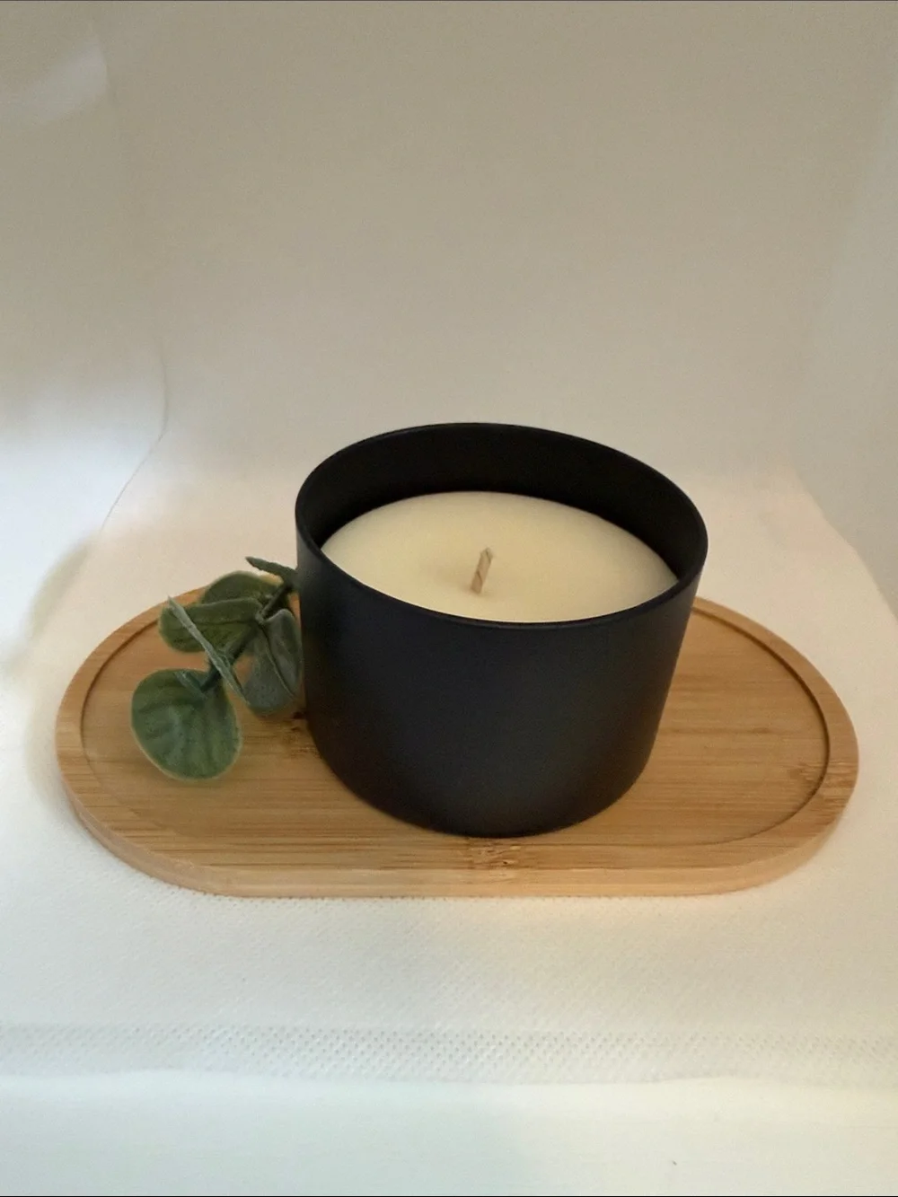 Wicks and Craft Soy Candle - Black Jar with Natural Wood Lid
